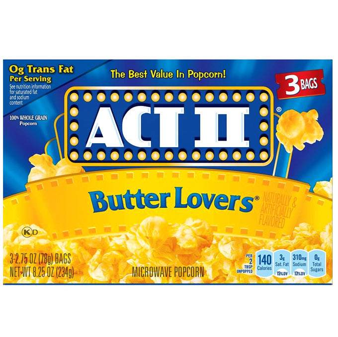 Act II Butter Lovers Popcorn - 3 bags (234g)