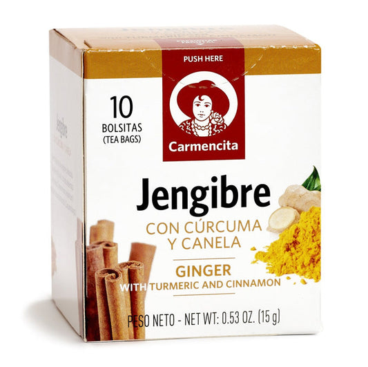 Carmencita Jengibre Tea, Con Curcuma y Canela (10-pack) - 20 x 15g