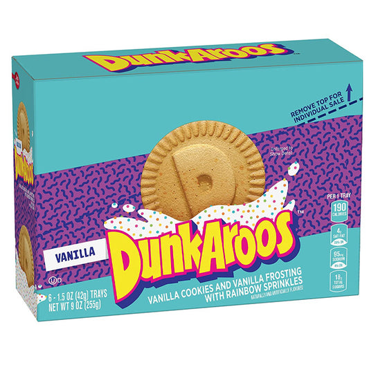 DunkAroos Vanilla Cookies and Vanilla Frosting with Rainbow Sprinkles - 6 x 255g / 90z