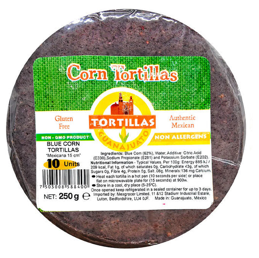 Guanajuato Tortilla's, Blue Corn Tortillas (250g)