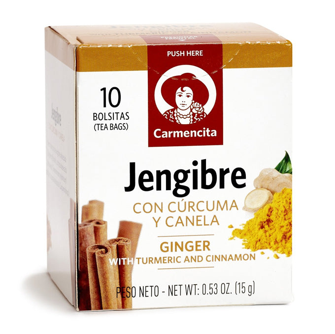 Carmencita Jengibre Tea, Con Curcuma y Canela (10-pack) - 20 x 15g