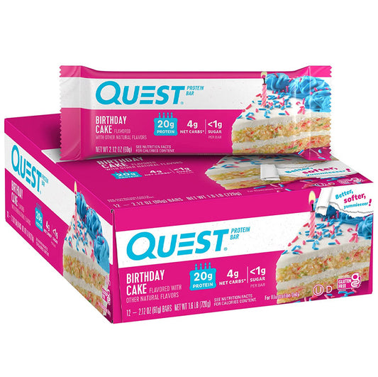 Quest Protein Bar, Birthday Cake - 12 x 60g